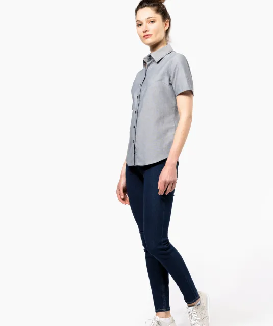 K536 - Dames Oxford blouse korte mouwen White