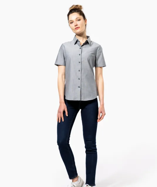 K536 - Dames Oxford blouse korte mouwen White