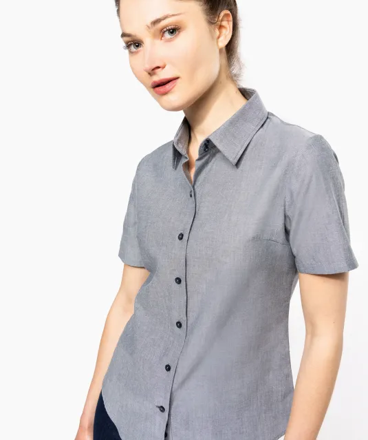 K536 - Dames Oxford blouse korte mouwen White