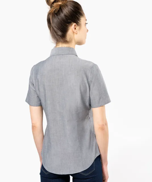 K536 - Dames Oxford blouse korte mouwen White