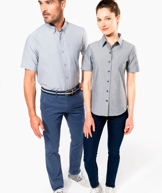 K535 - Heren Oxford overhemd korte mouwen White