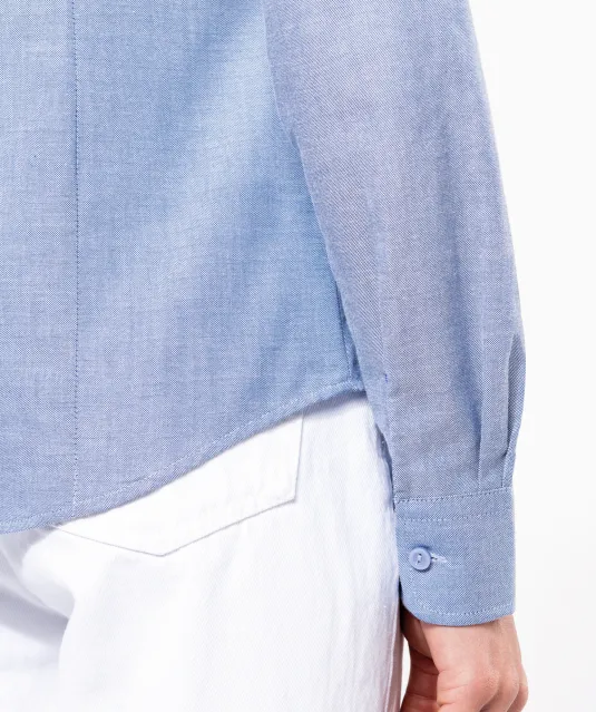 K534 - Dames Oxford blouse lange mouwen White