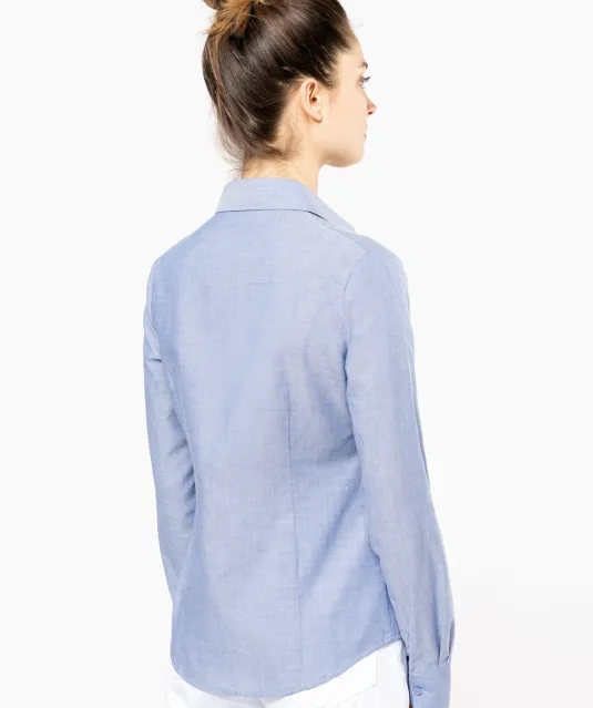 K534 - Dames Oxford blouse lange mouwen White