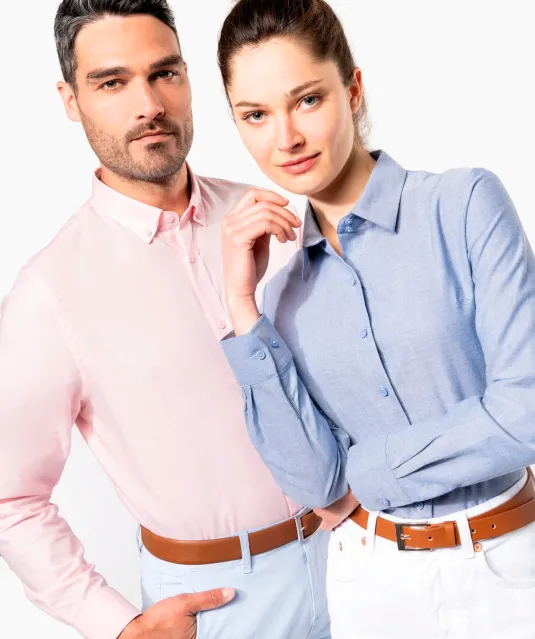 K533 - Heren Oxford overhemd lange mouwen White
