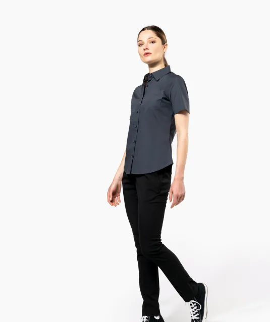 K532 - Dames stretch blouse korte mouwen Black