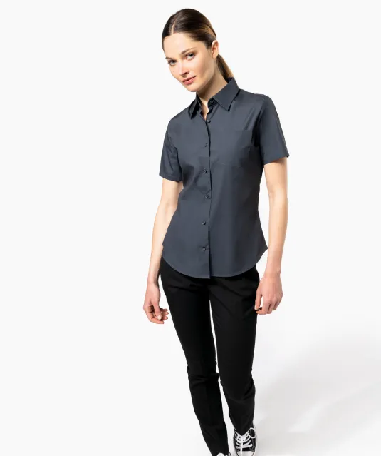 K532 - Dames stretch blouse korte mouwen Black
