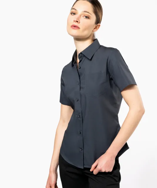 K532 - Dames stretch blouse korte mouwen Black