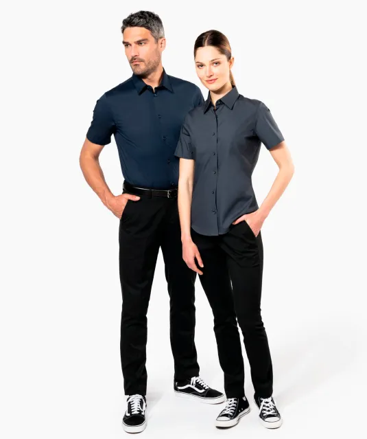 K531 - Heren stretch overhemd korte mouwen Black