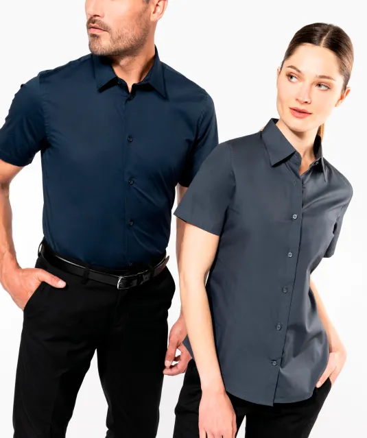 K531 - Heren stretch overhemd korte mouwen Black