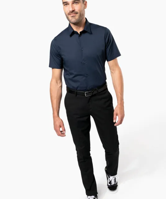 K531 - Heren stretch overhemd korte mouwen Black