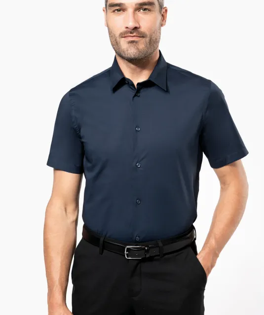 K531 - Heren stretch overhemd korte mouwen Black