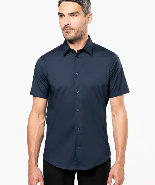 K531 - Heren stretch overhemd korte mouwen Black