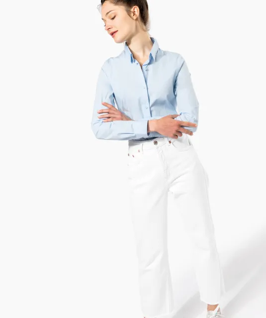 K530 - Dames stretch blouse lange mouwen Black