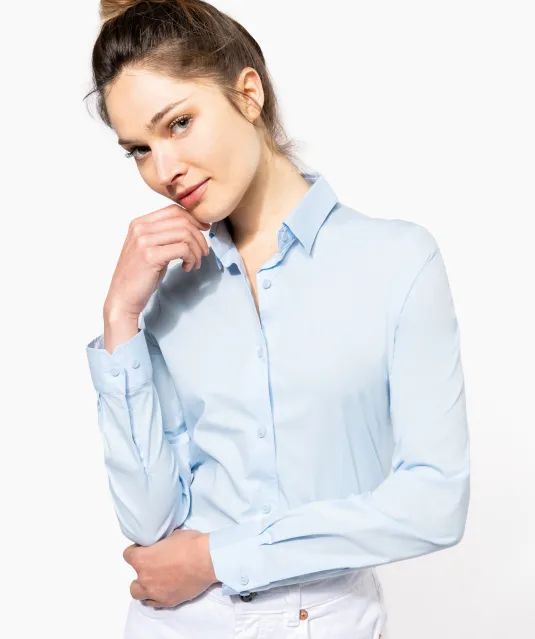 K530 - Dames stretch blouse lange mouwen Black