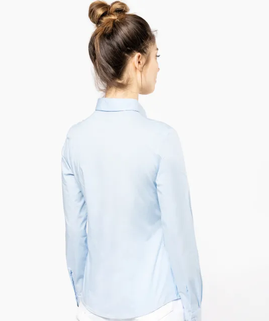 K530 - Dames stretch blouse lange mouwen Black