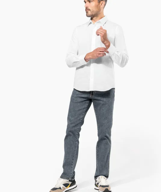 K529 - Heren stretch overhemd lange mouwen Black