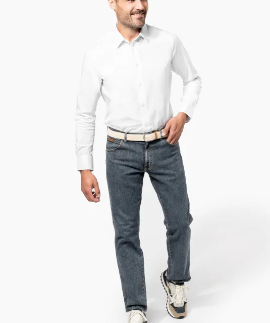 K529 - Heren stretch overhemd lange mouwen Black