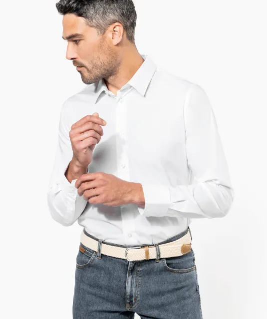 K529 - Heren stretch overhemd lange mouwen Black
