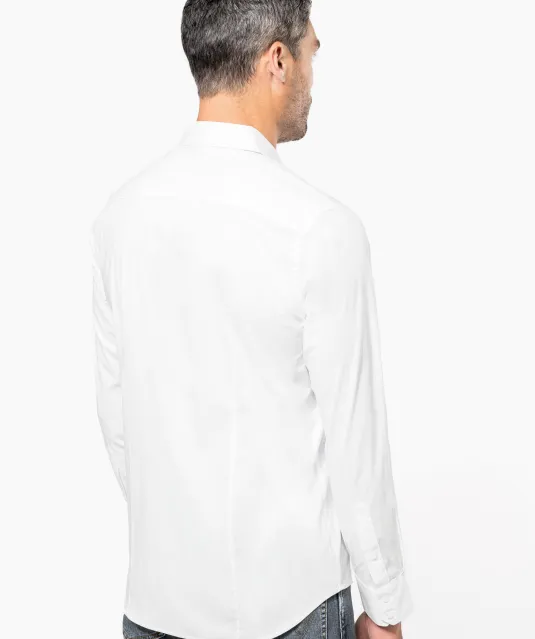 K529 - Heren stretch overhemd lange mouwen Black