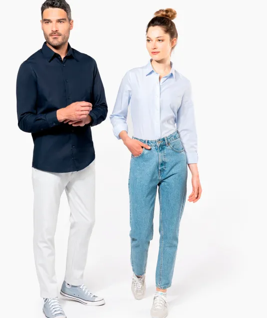 K513 - Herenoverhemd in popeline met lange mouwen White