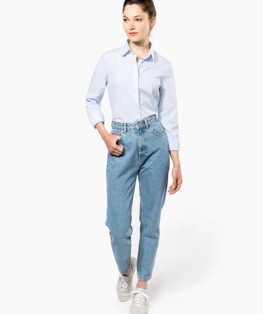 K510 - Damesblouse in popeline met lange mouwen White