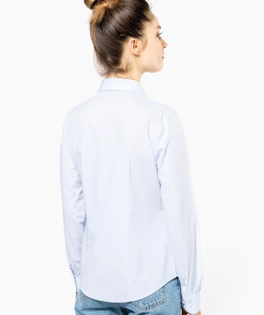 K510 - Damesblouse in popeline met lange mouwen White