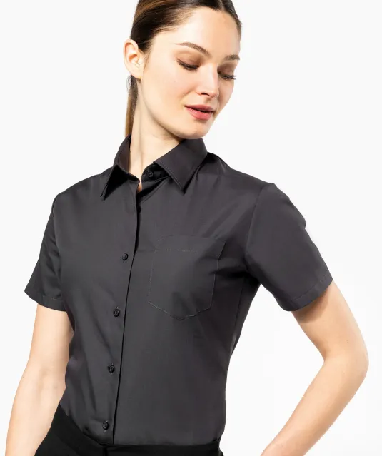 K544 - Dames Poplin Blouse Korte Mouwen White
