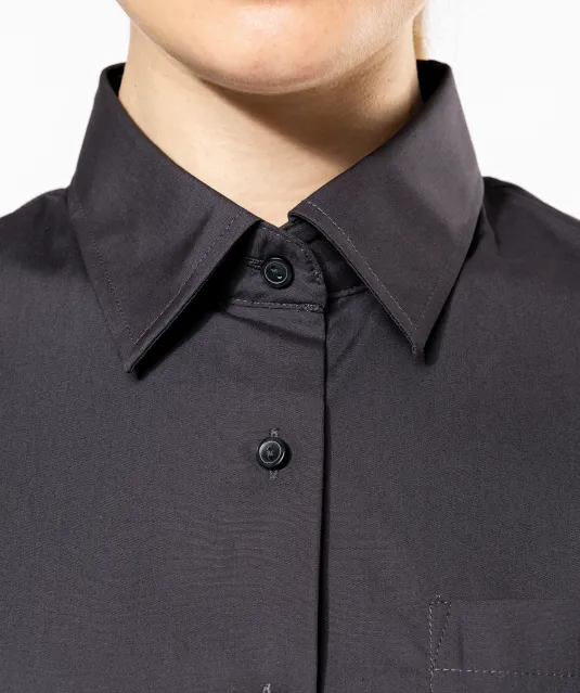 K544 - Dames Poplin Blouse Korte Mouwen White