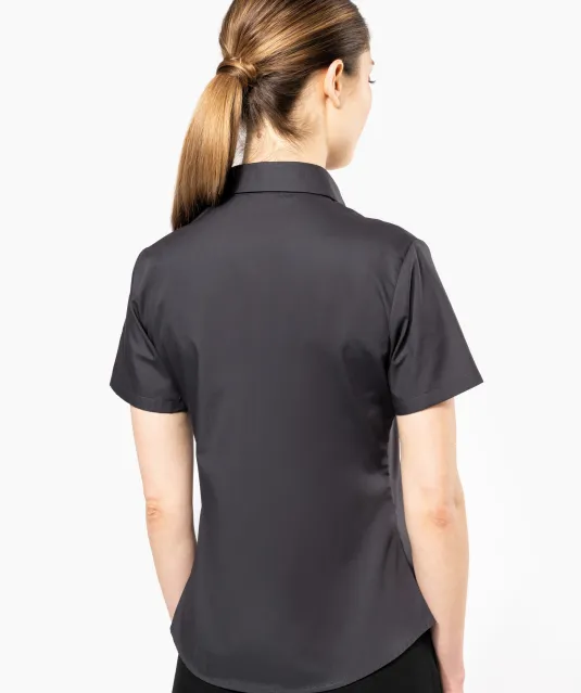 K544 - Dames Poplin Blouse Korte Mouwen White