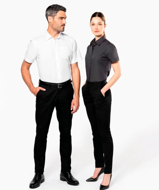 K543 - Heren poplin overhemd korte mouwen White