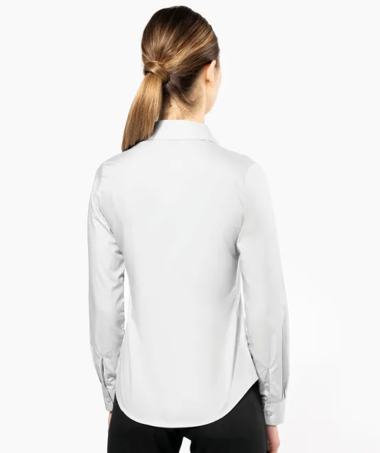 K542 - Dames poplin blouse lange mouwen White