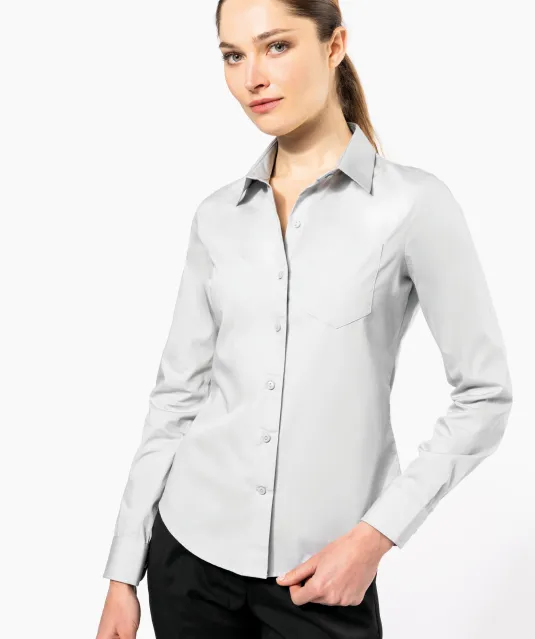 K542 - Dames poplin blouse lange mouwen White