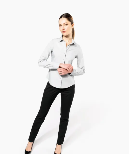 K542 - Dames poplin blouse lange mouwen White