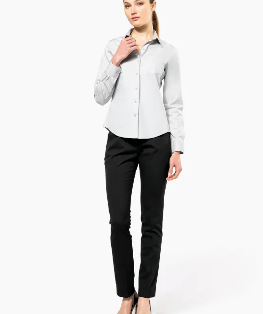 K542 - Dames poplin blouse lange mouwen White