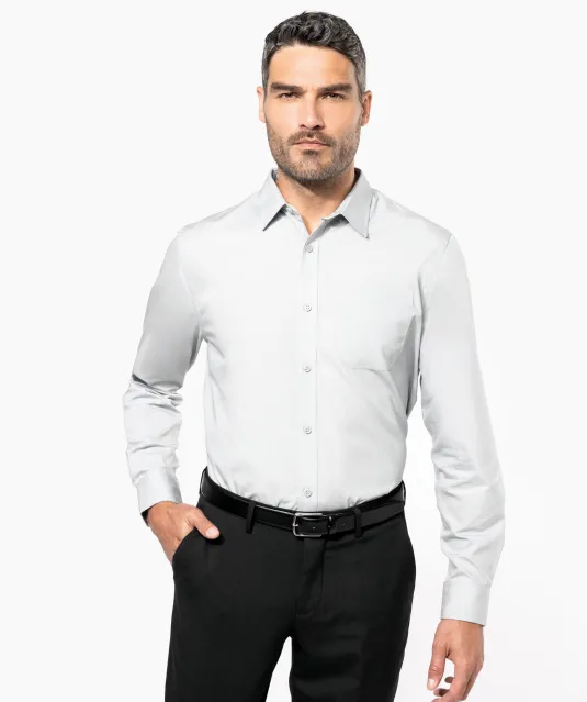 K541 - Heren poplin overhemd lange mouwen White