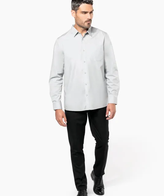 K541 - Heren poplin overhemd lange mouwen White