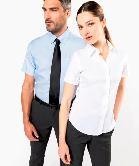 K539 - Heren non-iron micro sergé overhemd korte mouwen White