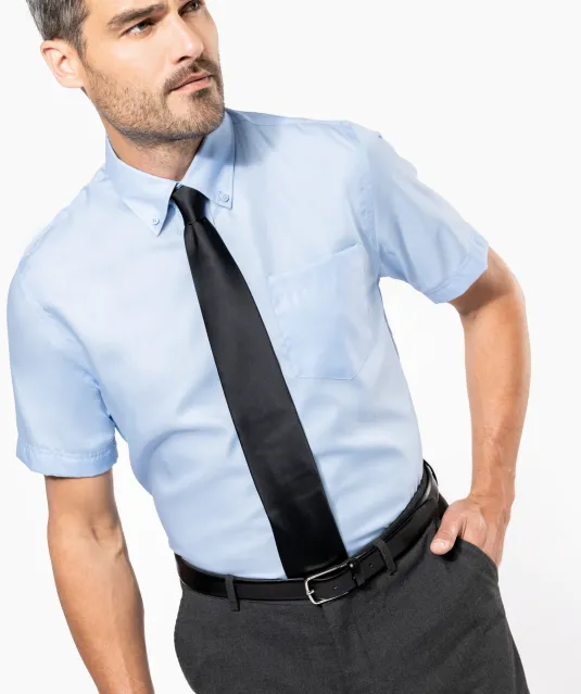 K539 - Heren non-iron micro sergé overhemd korte mouwen White