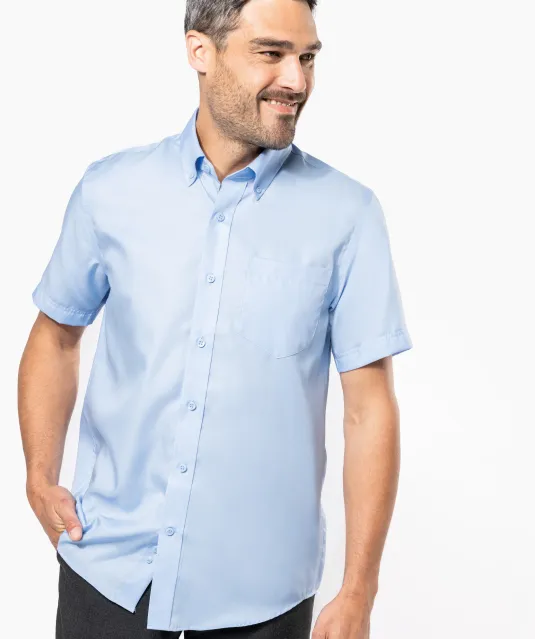 K539 - Heren non-iron micro sergé overhemd korte mouwen White