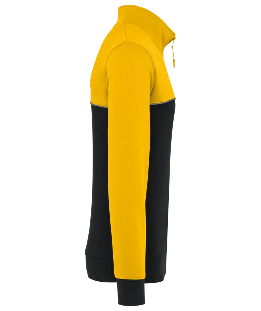 WK404 - Ecologische uniseks sweater met ritskraag Black / Yellow