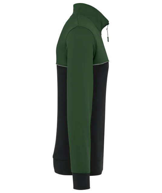 WK404 - Ecologische uniseks sweater met ritskraag Black / Forest Green