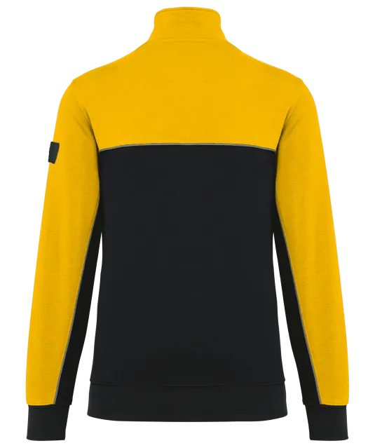 WK404 - Ecologische uniseks sweater met ritskraag Black / Yellow