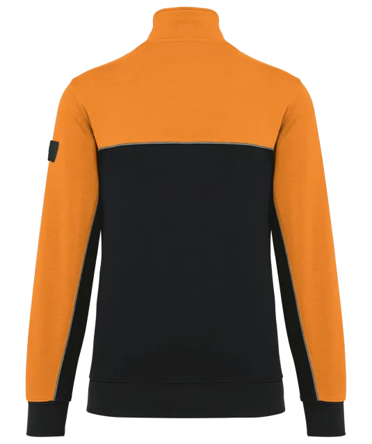 WK404 - Ecologische uniseks sweater met ritskraag Black / Orange