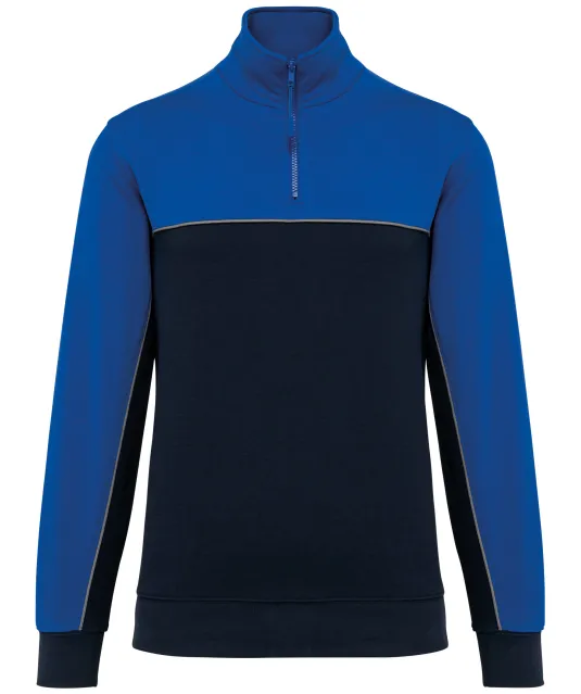 WK404 - Ecologische uniseks sweater met ritskraag Navy / Royal Blue
