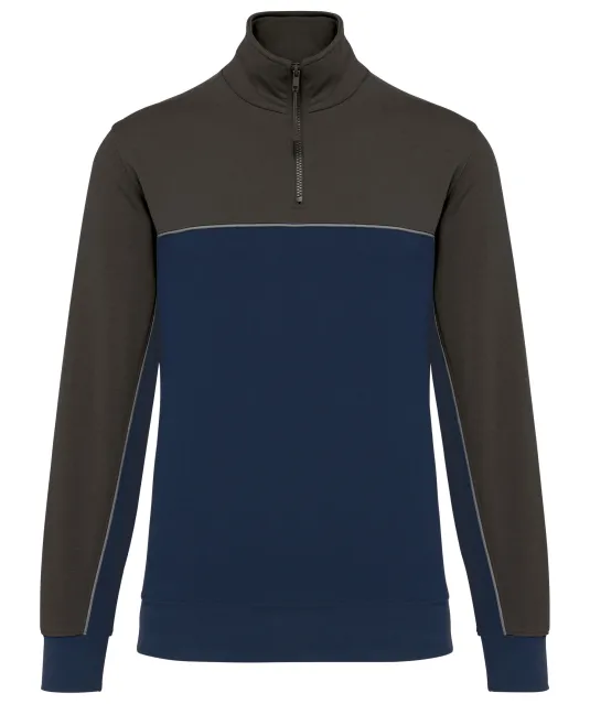 WK404 - Ecologische uniseks sweater met ritskraag Navy / Dark Grey
