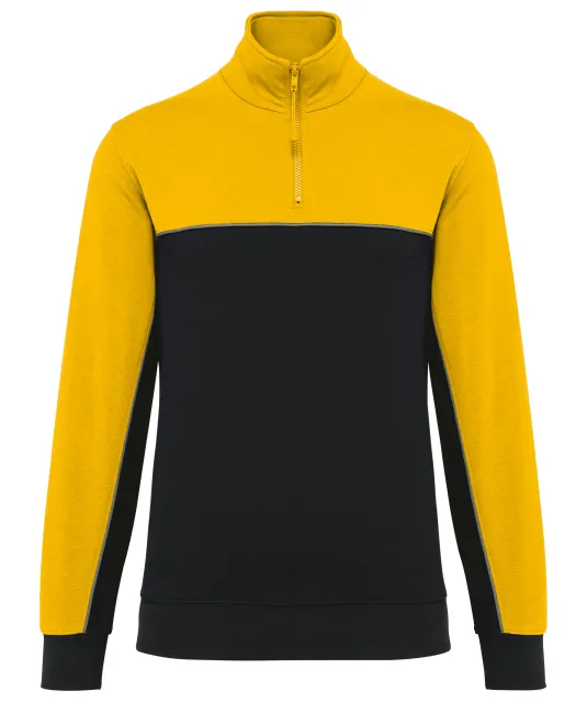 WK404 - Ecologische uniseks sweater met ritskraag Black / Yellow