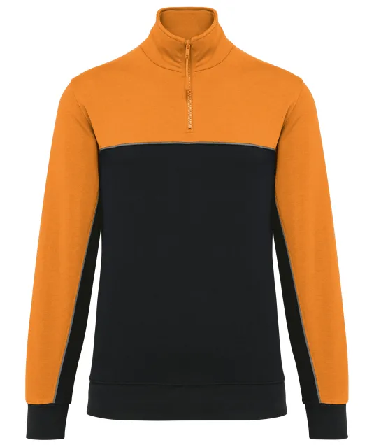 WK404 - Ecologische uniseks sweater met ritskraag Black / Orange