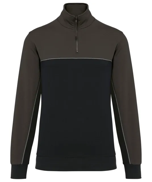 WK404 - Ecologische uniseks sweater met ritskraag Black / Dark Grey
