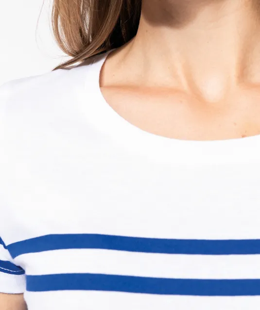 K3034 - Marine-t-shirt ronde hals Bio dames Navy / White Stripes