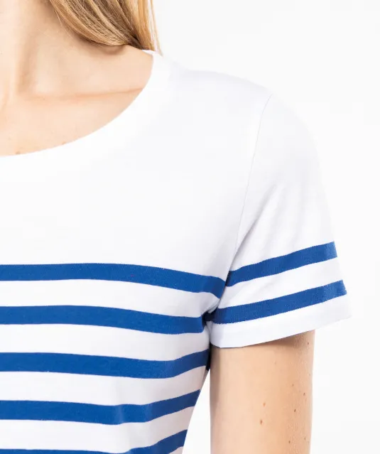 K3034 - Marine-t-shirt ronde hals Bio dames Navy / White Stripes